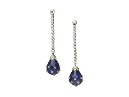 Antique Art Deco Amethyst and Diamond Drop Earrings