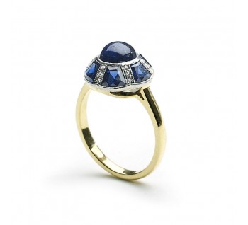 Antique Art Deco Sapphire and Diamond Dome Ring