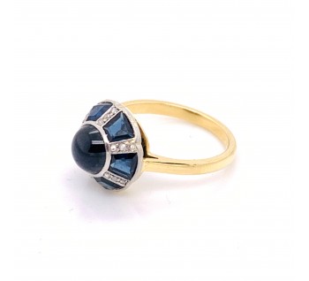Antique Art Deco Sapphire and Diamond Dome Ring