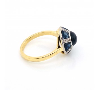 Antique Art Deco Sapphire and Diamond Dome Ring