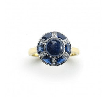 Antique Art Deco Sapphire and Diamond Dome Ring