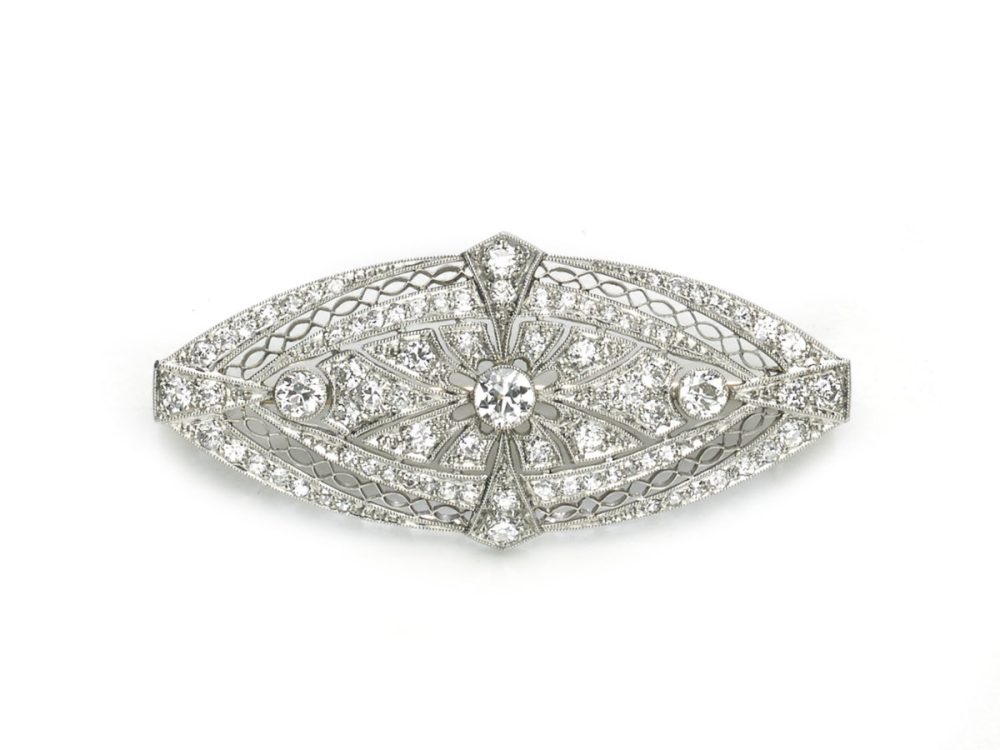 Antique Art Deco Platinum Diamond Brooch