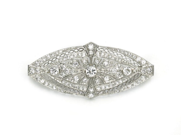 Antique Art Deco Platinum Diamond Brooch