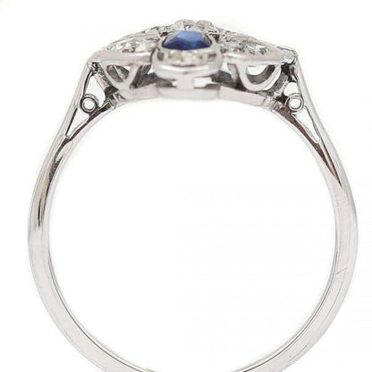 Vintage Art Deco Platinum and 18ct Gold Sapphire and Diamond Plaque Ring, Circa 1925