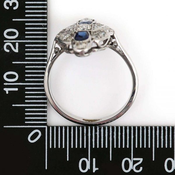 Vintage Art Deco Platinum and 18ct Gold Sapphire and Diamond Plaque Ring, Circa 1925