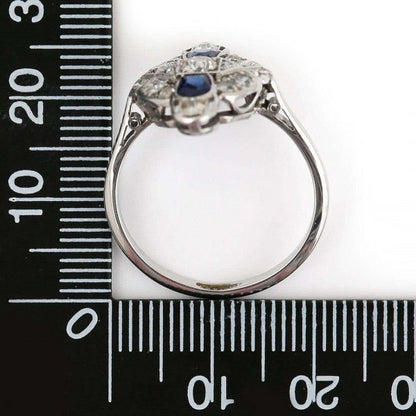 Vintage Art Deco Platinum and 18ct Gold Sapphire and Diamond Plaque Ring, Circa 1925