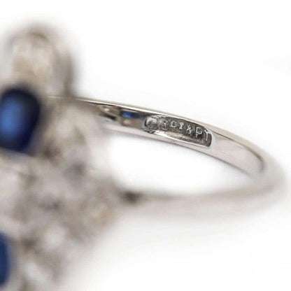 Vintage Art Deco Platinum and 18ct Gold Sapphire and Diamond Plaque Ring, Circa 1925