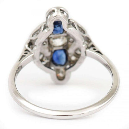 Vintage Art Deco Platinum and 18ct Gold Sapphire and Diamond Plaque Ring, Circa 1925
