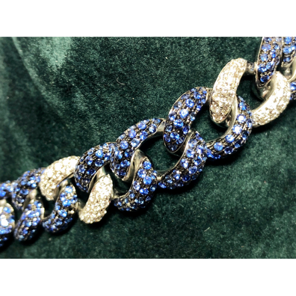 SAPPHIRE & DIAMOND CURB LINK BRACELET