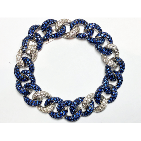 SAPPHIRE & DIAMOND CURB LINK BRACELET