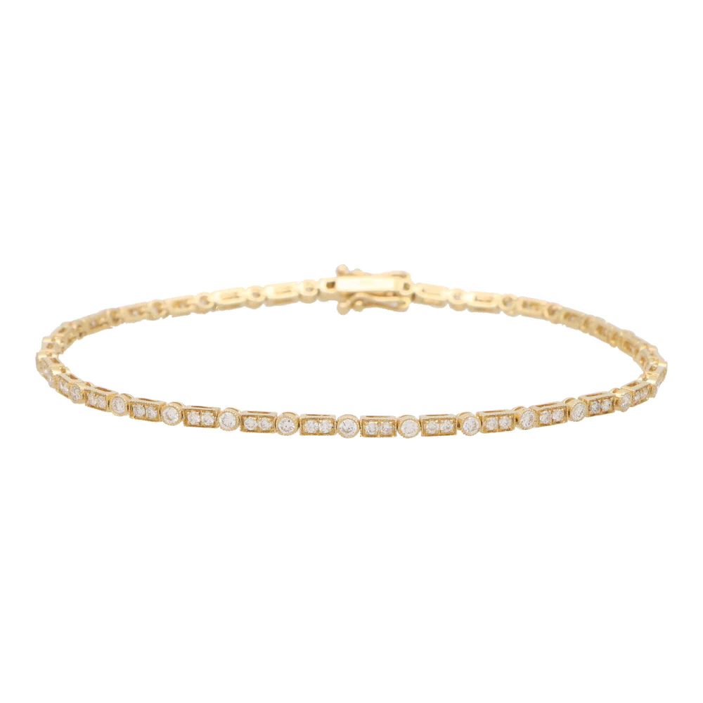 Art Deco Inspired Diamond Line Bracelet In 18 Carat Yellow Gold