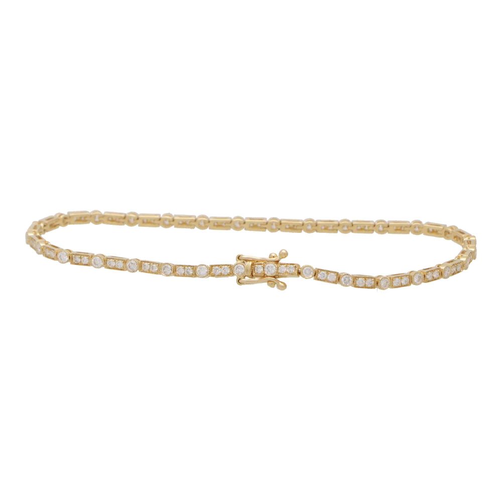 Art Deco Inspired Diamond Line Bracelet In 18 Carat Yellow Gold