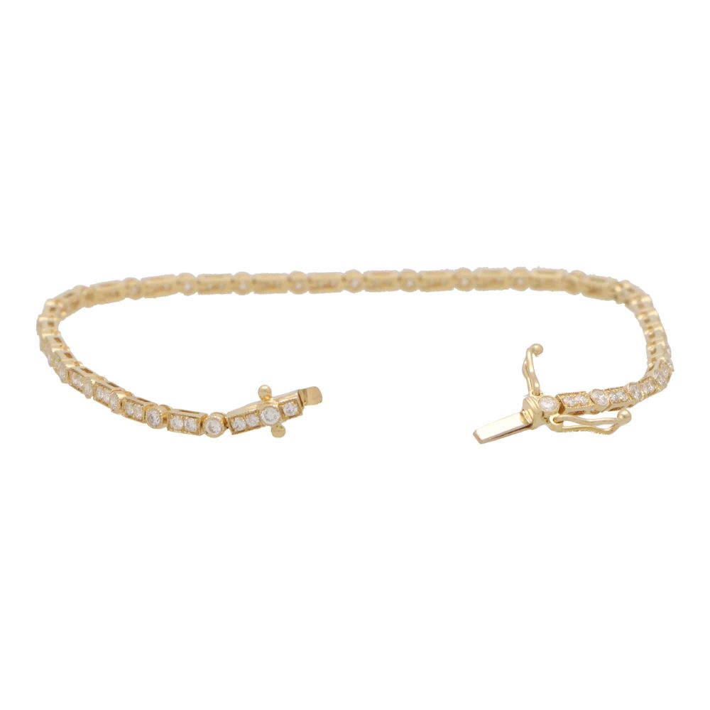 Art Deco Inspired Diamond Line Bracelet In 18 Carat Yellow Gold