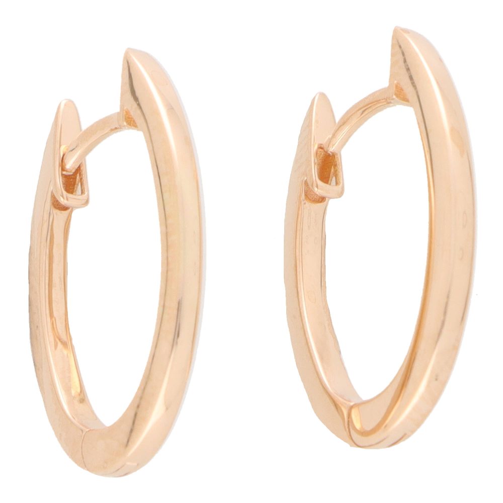 18ct Rose Gold Oval Hoop Earrings