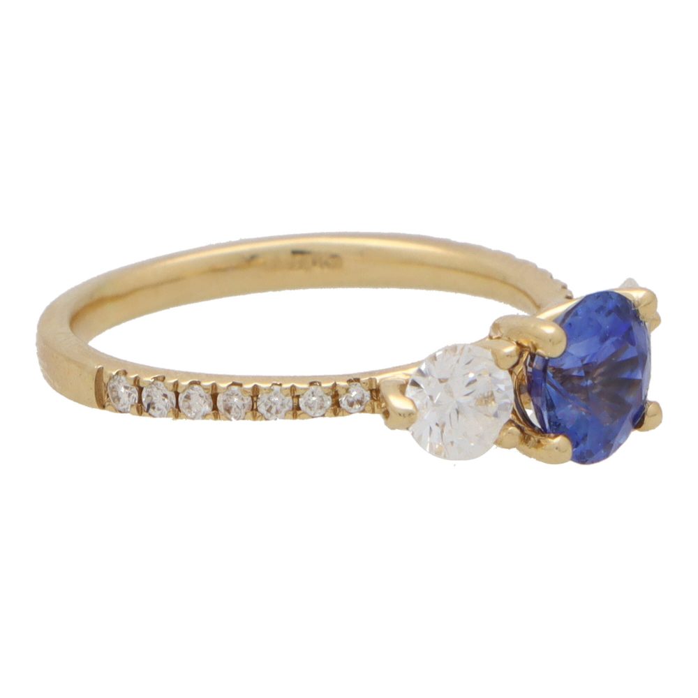 1.10ct Natural Sapphire and Diamond Trilogy Ring with GIA Certificates diamond set band