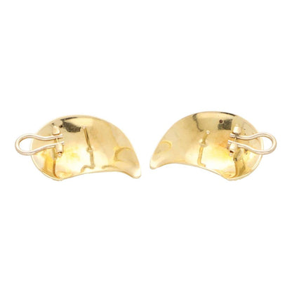 Vintage 1980s Chunky Curved Gold Earrings, curved gold earrings crafted in 18ct yellow gold composed of ridged curved panels designed to travel up the wearers ear