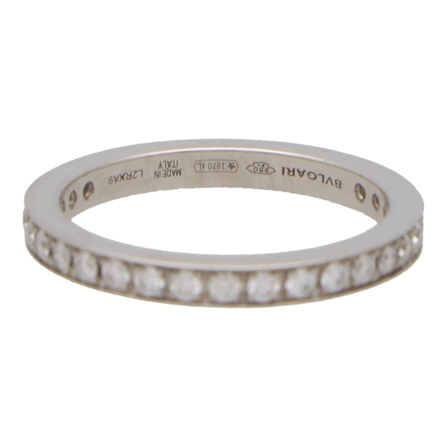 A platinum diamond full eternity band ring stamped BVLGARI MADE IN ITALY