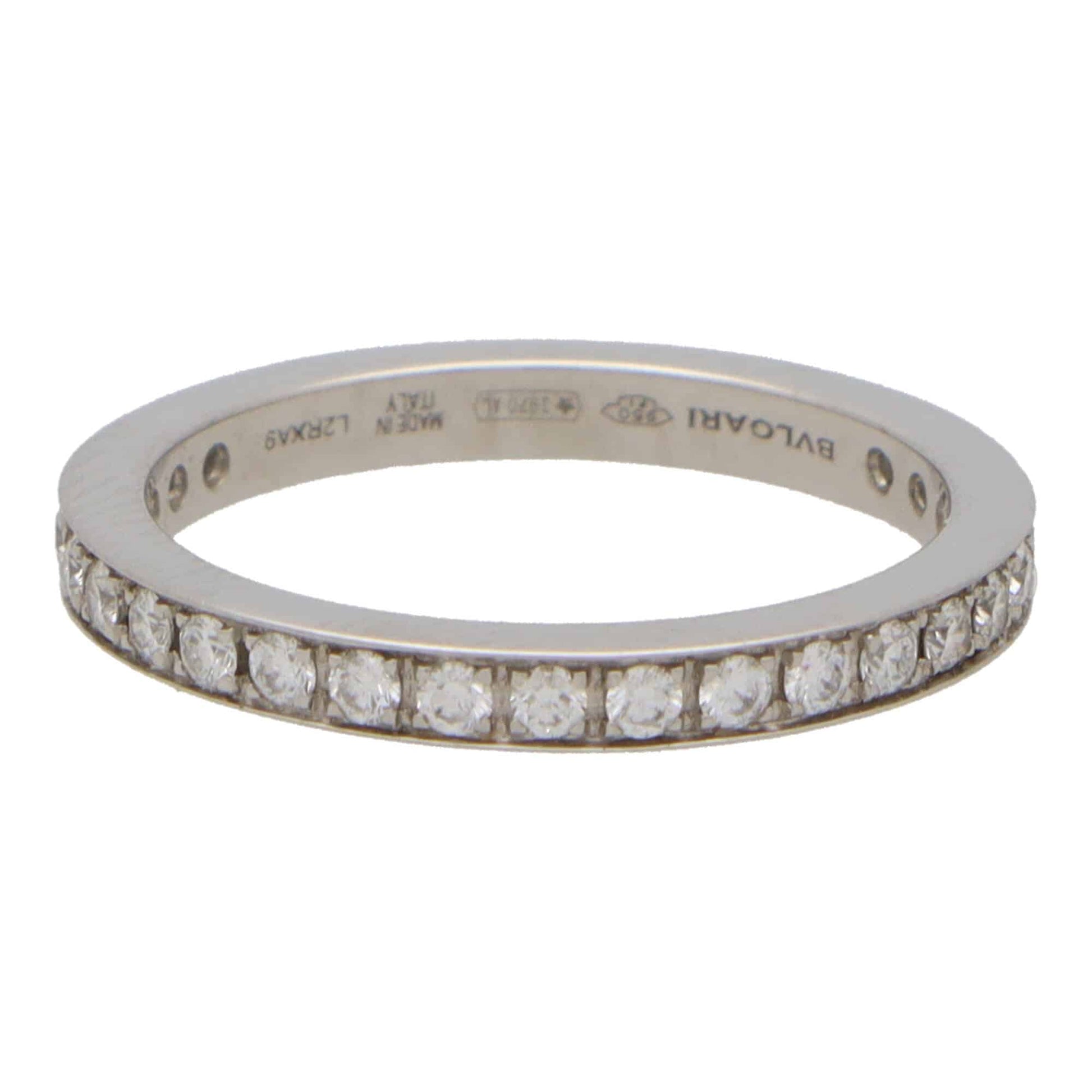 A platinum diamond full eternity band ring stamped BVLGARI MADE IN ITALY