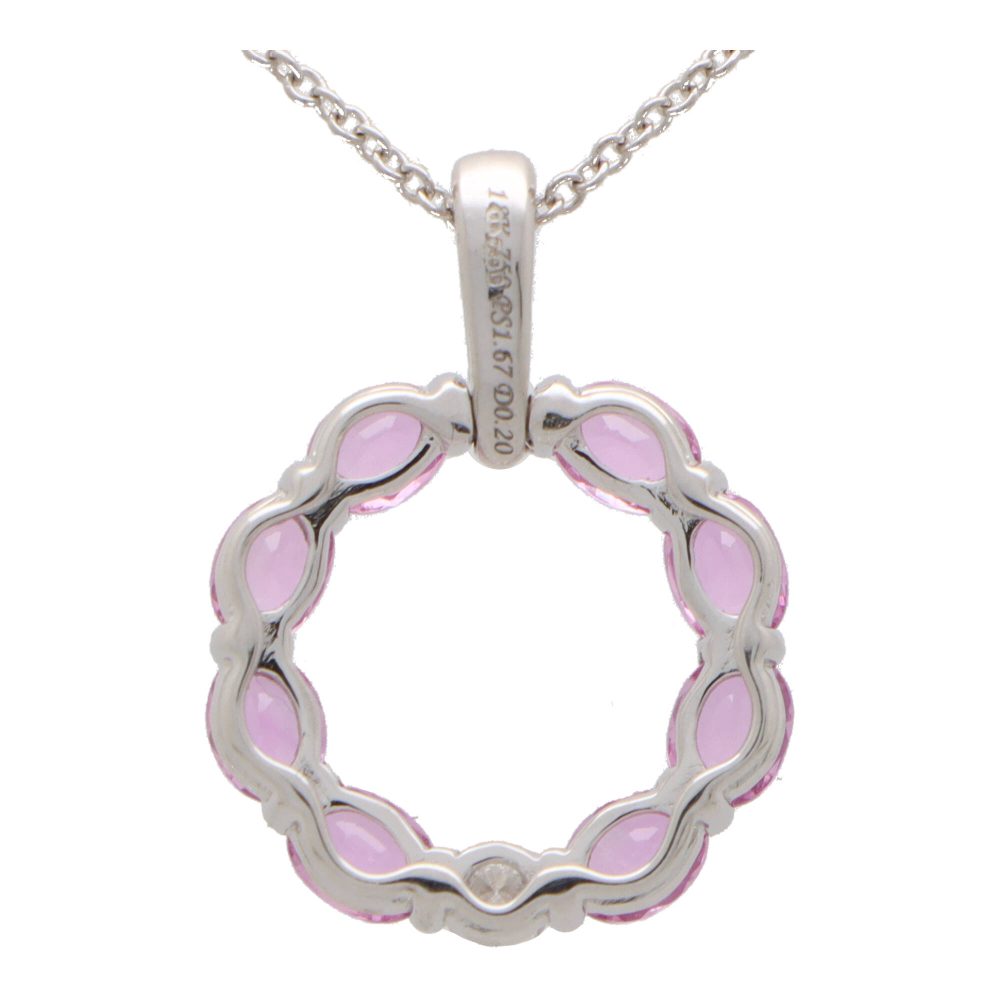 Modern 1.67ct Pink Sapphire Open Hoop Pendant with Diamonds