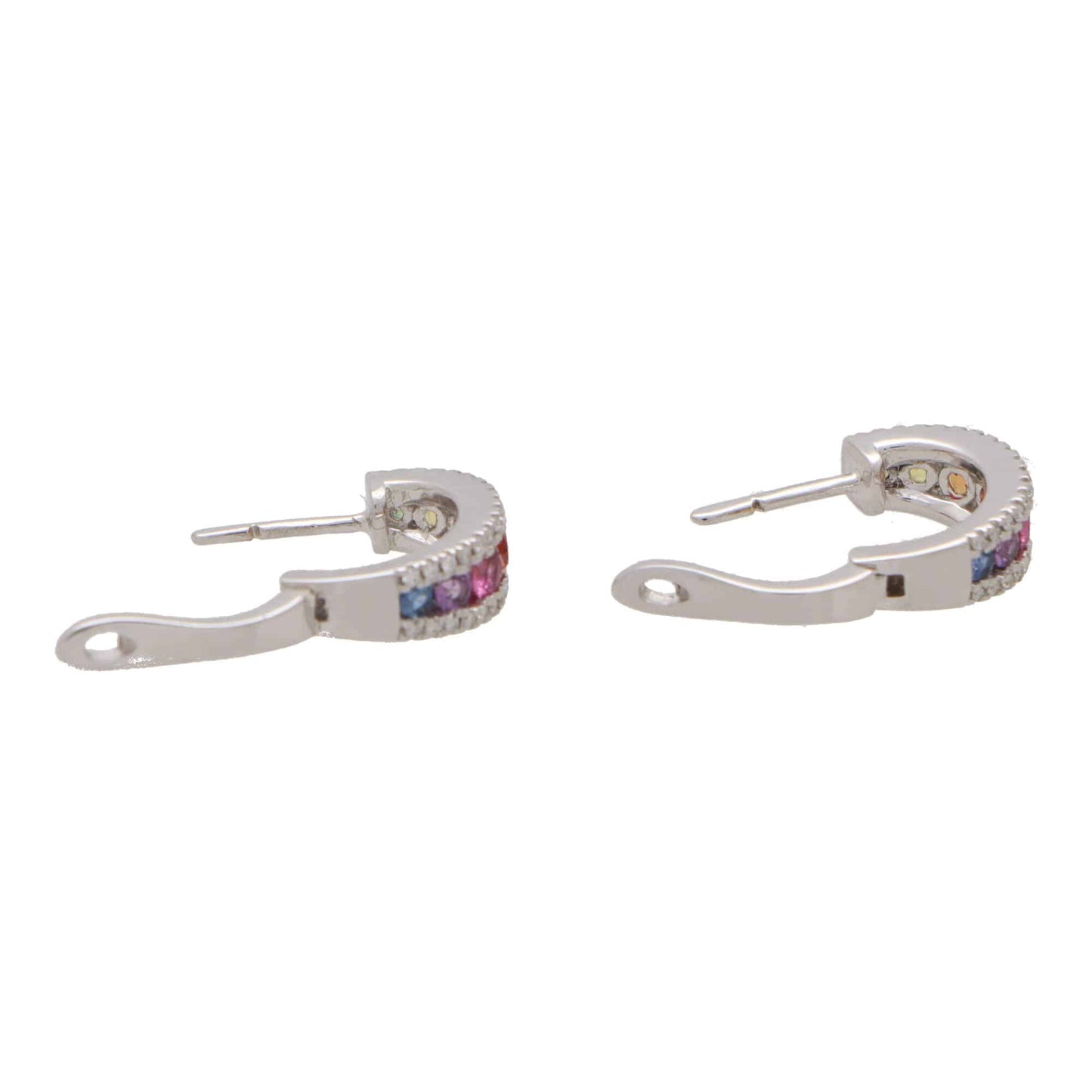 Rainbow Fancy Colour Sapphire and Diamond Hoop Earrings