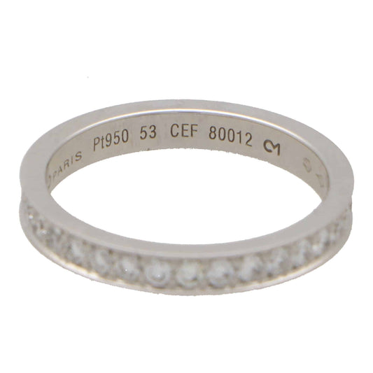 A platinum diamond full eternity band ring, stamped PARIS Pt950 53 CEF 80012, on a white background