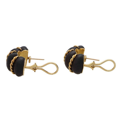 SEAMAN SCHEPPS VINTAGE ROSEWOOD & GOLD EARRINGS