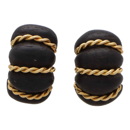 SEAMAN SCHEPPS VINTAGE ROSEWOOD & GOLD EARRINGS