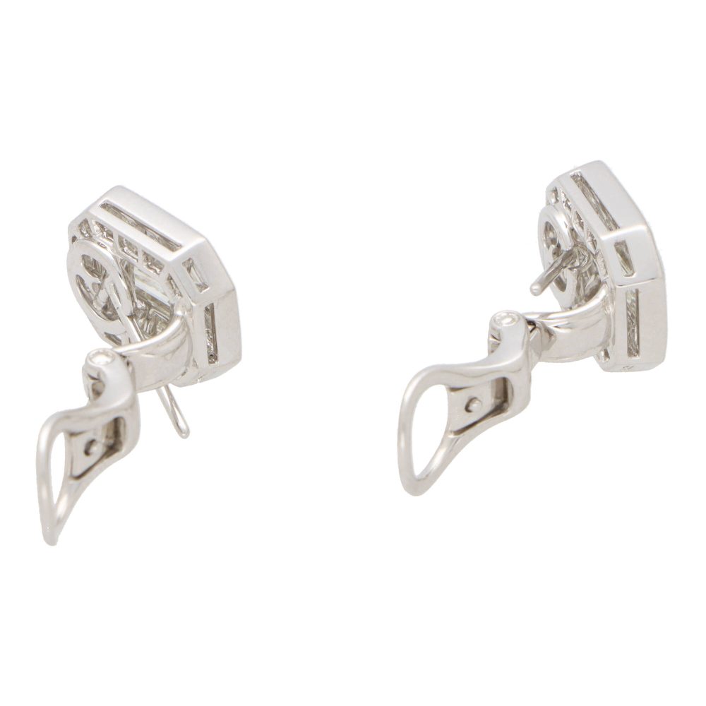 5cts Emerald Cut Diamond Target Cluster Earrings with collapsible posts