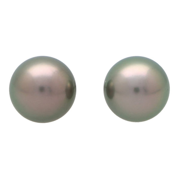 Grey Tahitian Pearl Stud Earrings 18ct White Gold