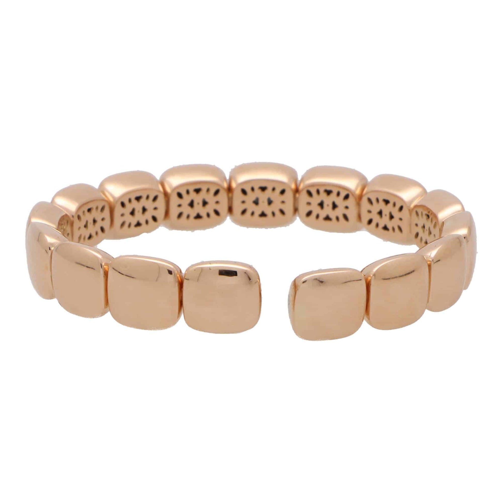 Contemporary 18ct Rose Gold Panel Torque Bangle Bracelet