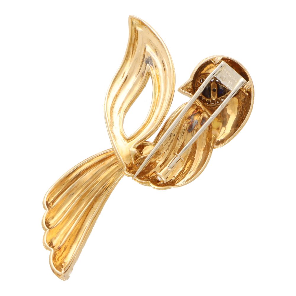 Boucheron Vintage Lapis and Diamond Bird 18K Brooch, 1980s