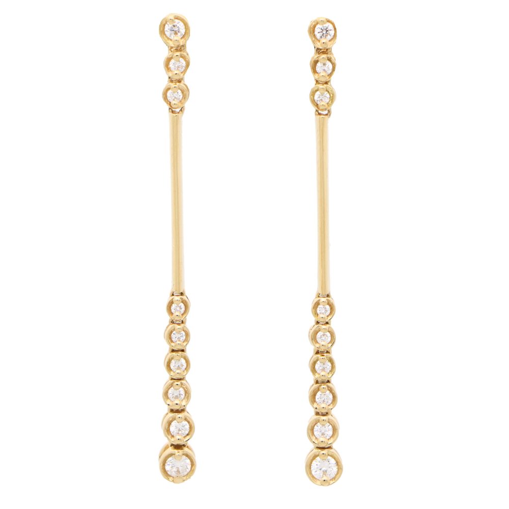 Contemporary Articulated Diamond Drop Earrings in 18ct Yellow Gold
