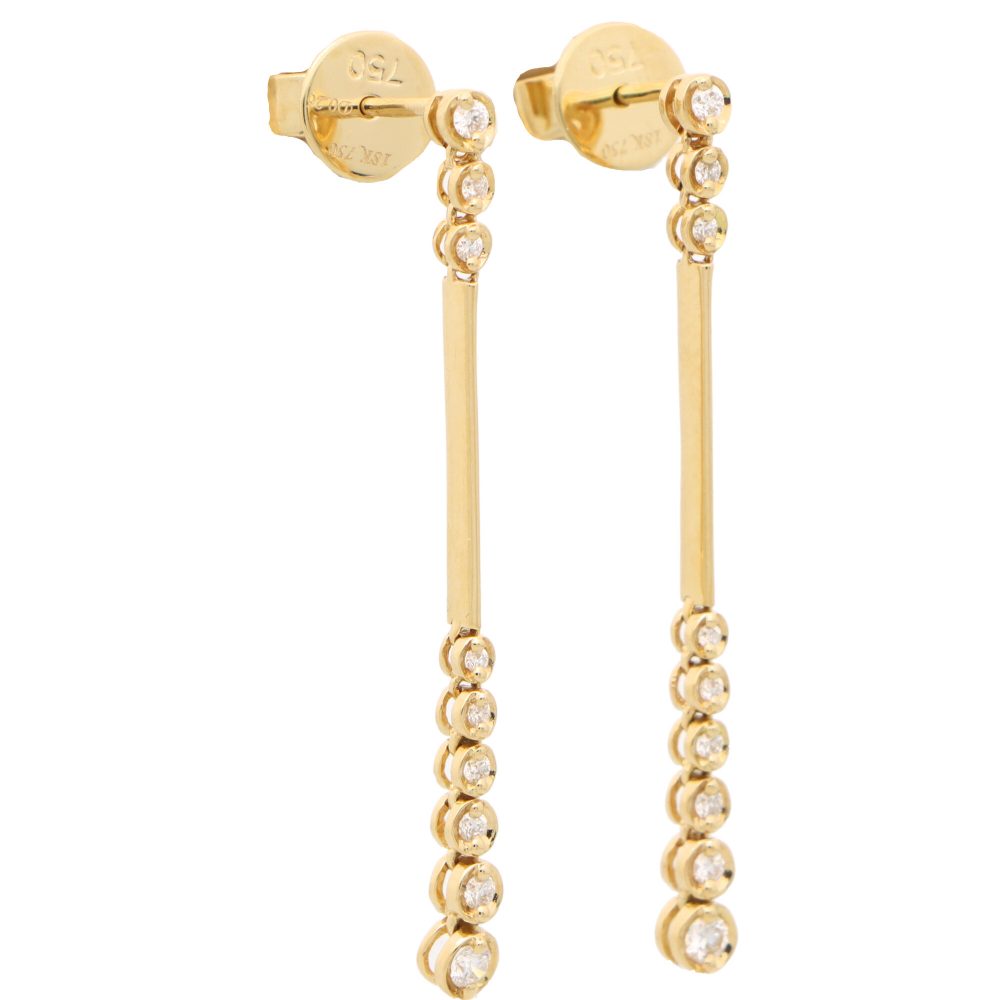 Contemporary Diamond Drop Earrings in 18ct Yellow Gold