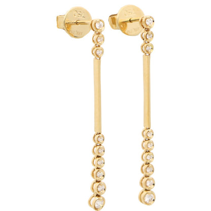 Contemporary Diamond Drop Earrings in 18ct Yellow Gold