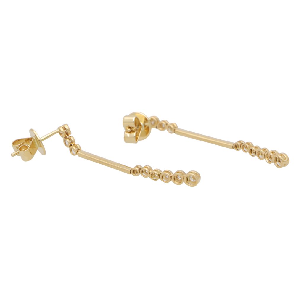 Modern Diamond Drop Earrings in 18ct Yellow Gold