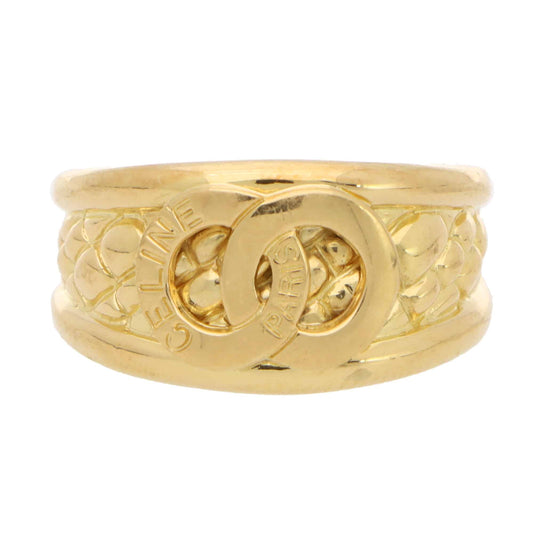 Vintage Celine Logo 18ct Yellow Gold Band Ring