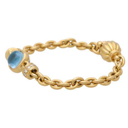 Vintage Blue Topaz and Diamond Heavy Link Gold Bracelet