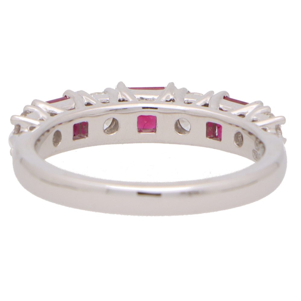 Ruby and Diamond Half Eternity Band Ring