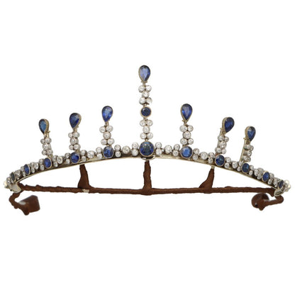 Antique Victorian Sapphire Convertible Tiara, Necklace and Earrings
