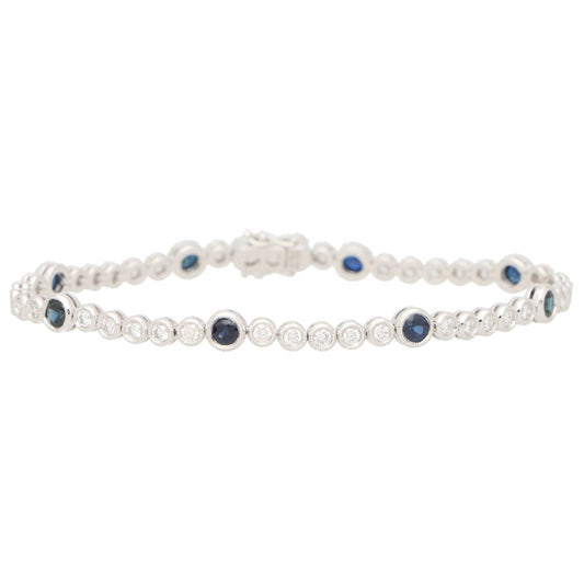 Modern Sapphire and Diamond Line Bracelet, 1.74 carat total
