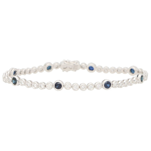 Modern Sapphire and Diamond Line Bracelet, 1.74 carat total