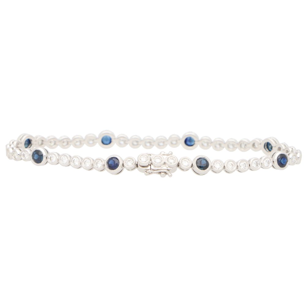 Modern Sapphire and Diamond Line Bracelet, 1.74cts