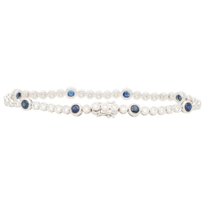 Modern Sapphire and Diamond Line Bracelet, 1.74cts