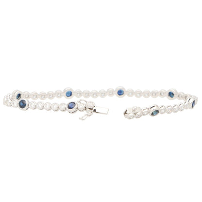 Modern Sapphire and Diamond Line Bracelet, 1.74cts
