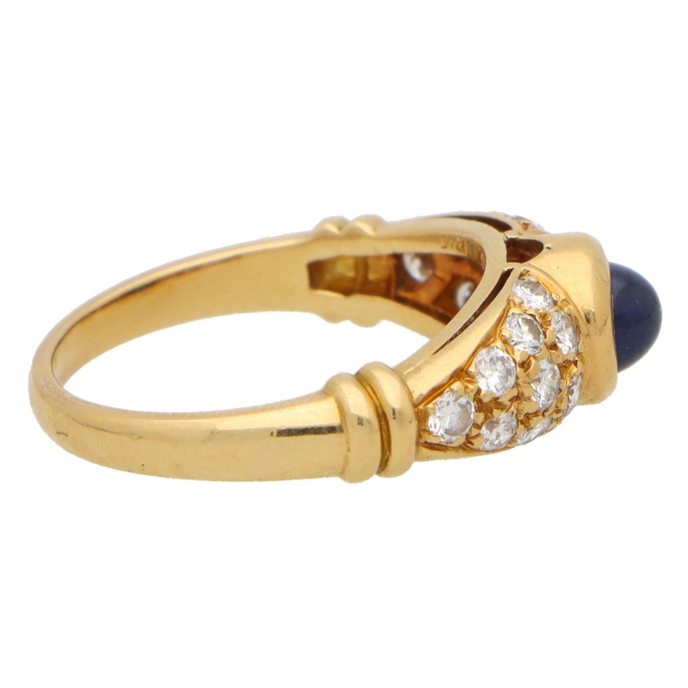 Vintage Chaumet Paris sapphire and diamond ring set in gold.