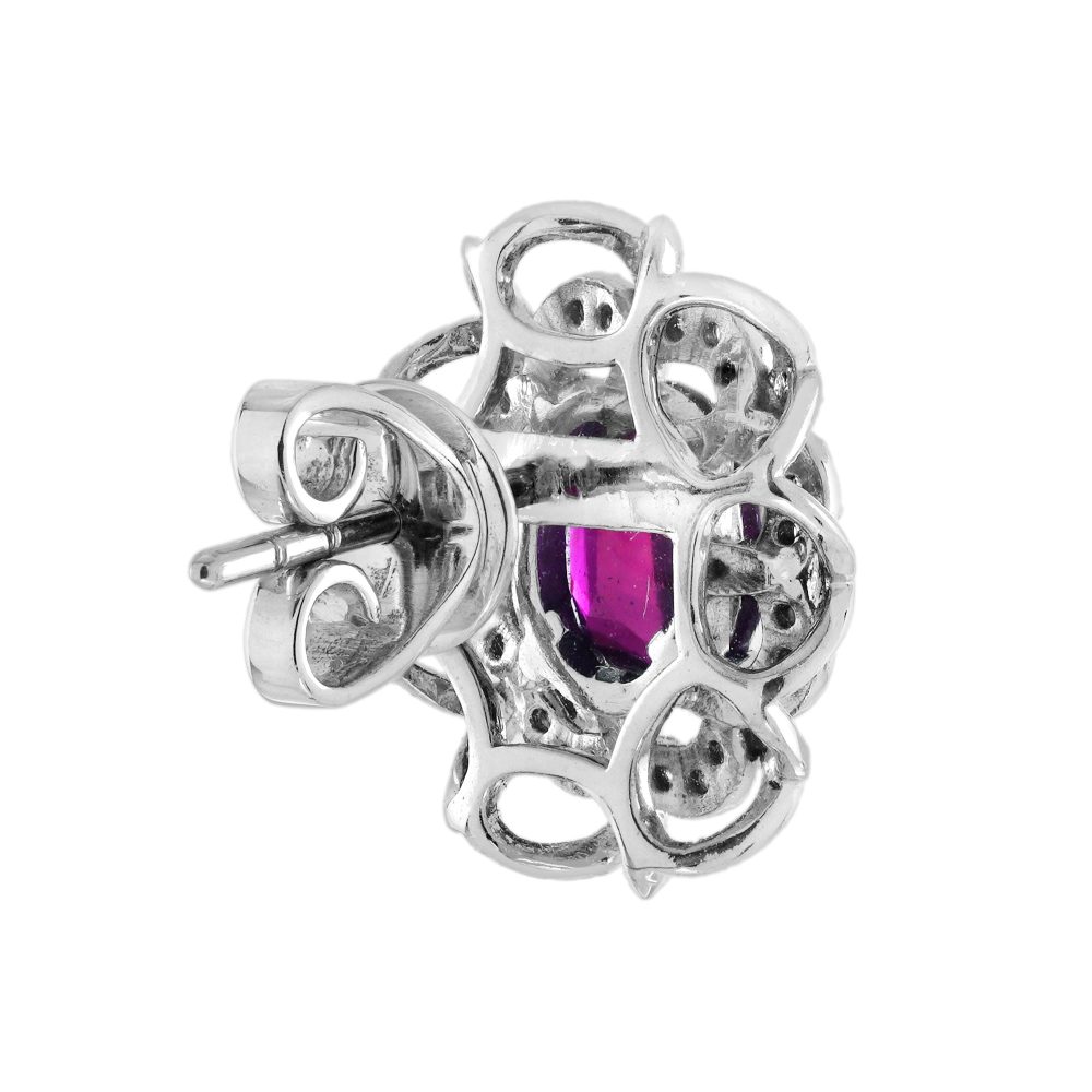 2ct Ruby and Diamond Cluster Stud Earrings
