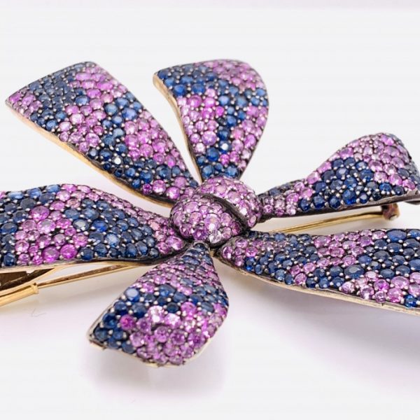 Shaded Sapphire Bow Brooch