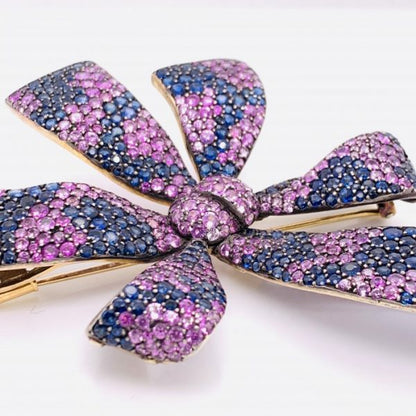Shaded Sapphire Bow Brooch