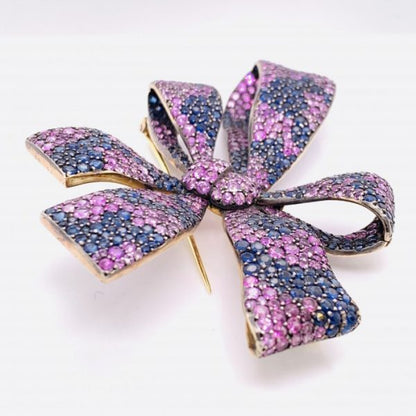 Shaded Sapphire Bow Brooch