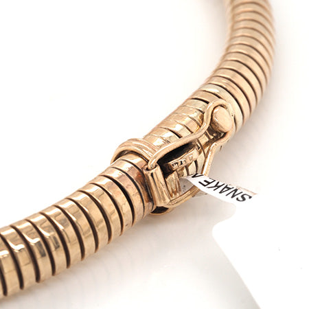 Vintage Yellow Gold Snake Necklace with Diamonds Eyes